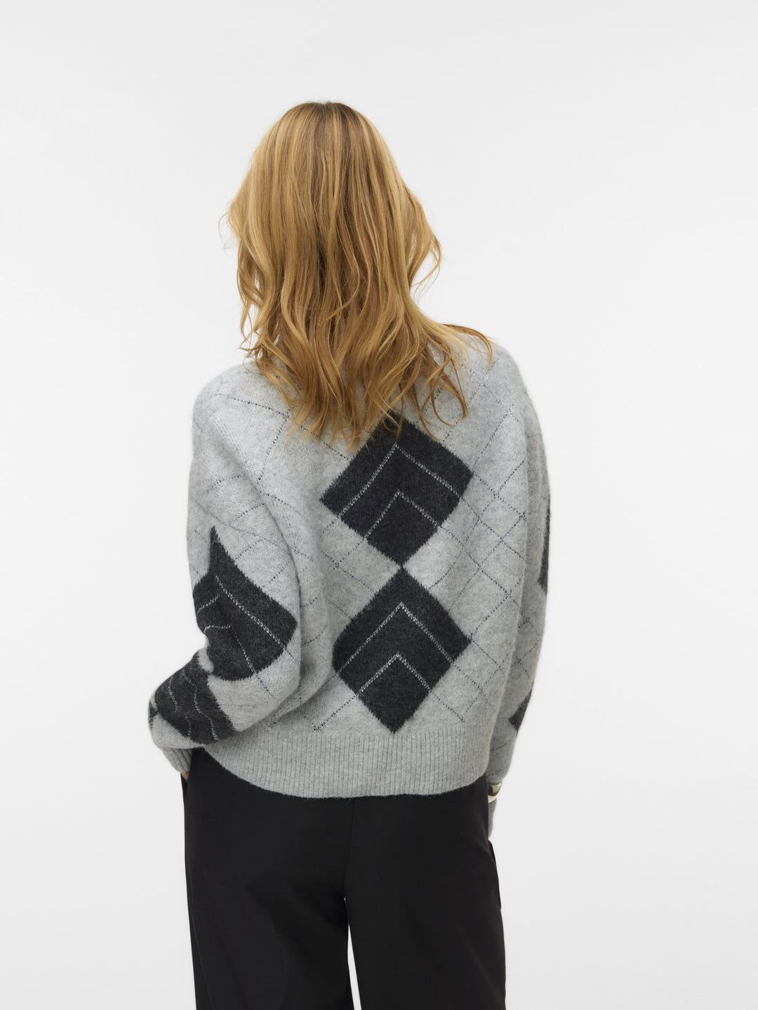 VMDAE LS V-NECK PULLOVER, Light Grey Melange/W. DGM + SILVER 178994002 Bild 5