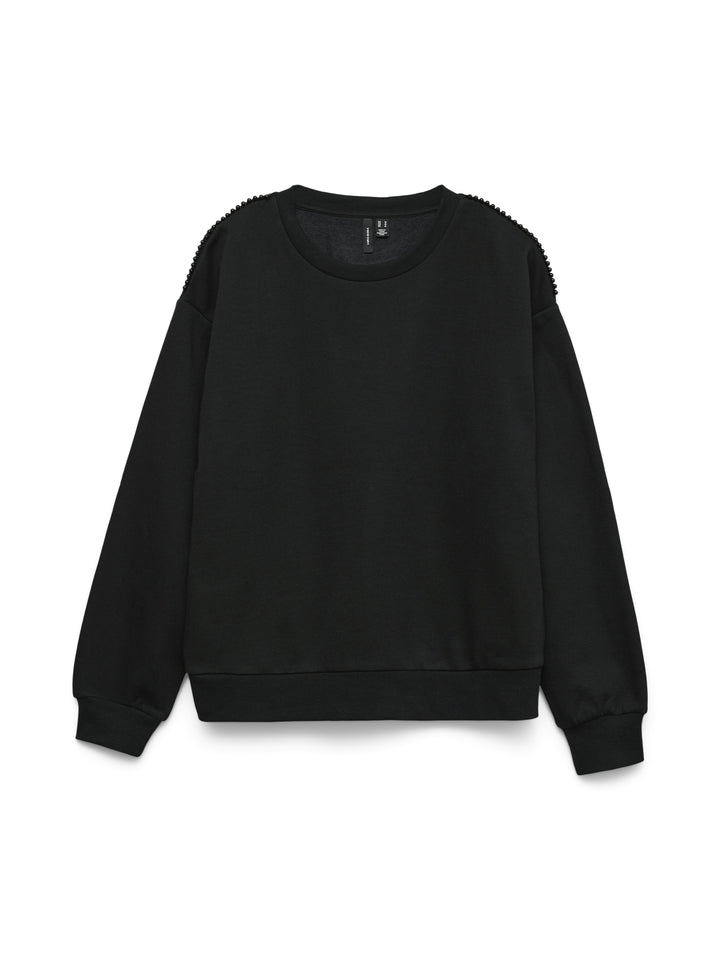VMDAISY PEARL O-NECK SWEAT JRS GA B, Black/Pearls on shoulder 177868001 Bild 1