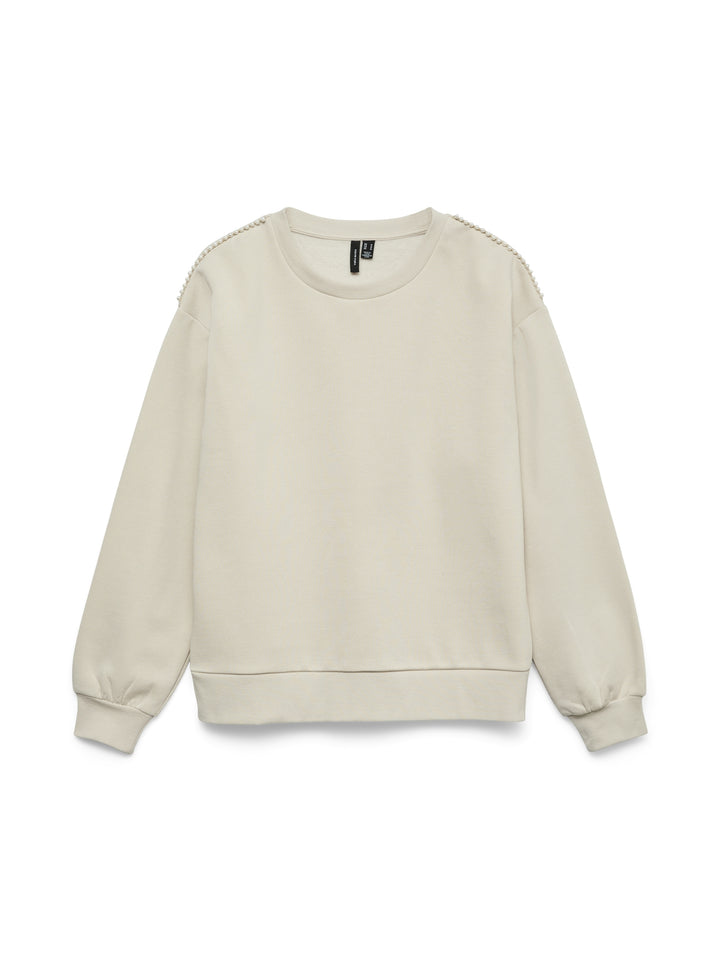 VMDAISY PEARL O-NECK SWEAT JRS GA B, Pumice Stone/Pearls on shoulder 195780001 Bild 1