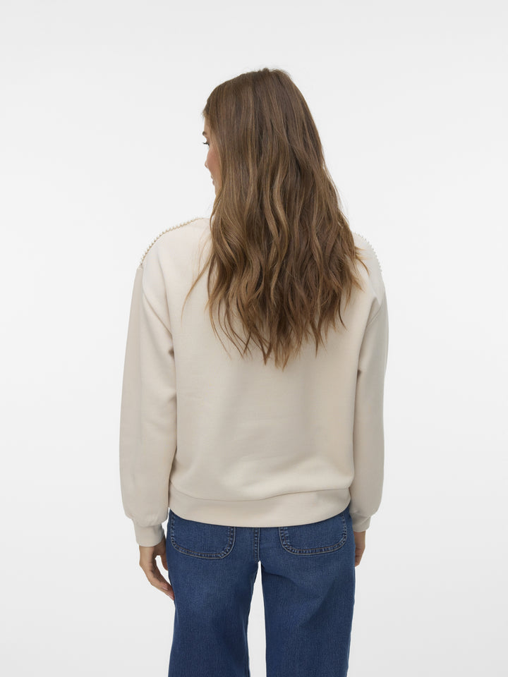 VMDAISY PEARL O-NECK SWEAT JRS GA B, Pumice Stone/Pearls on shoulder 195780001 Bild 3