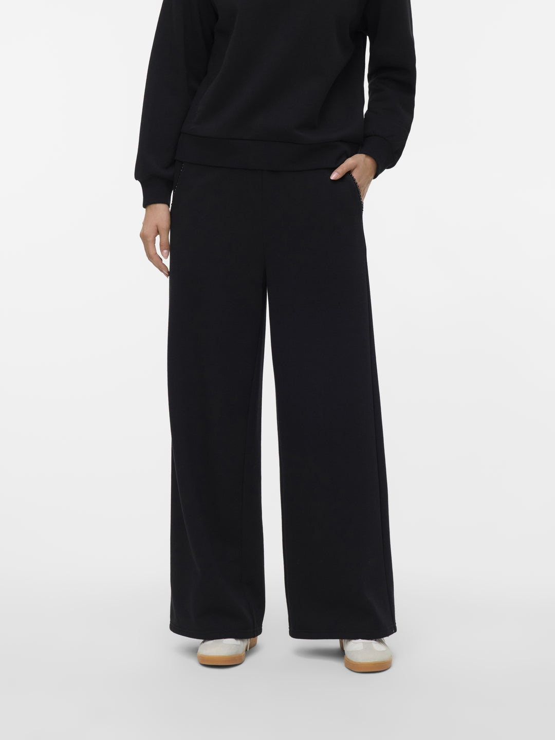 VMDAISY PEARL SWEAT HW WIDE PANT JR, Black/W. PEARLS ON POCKET 177868002 Bild 4