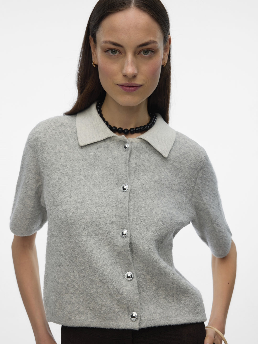 VMDIANA 2/4 POLONECK CARDIGAN, Light Grey Melange 178994 Bild 3