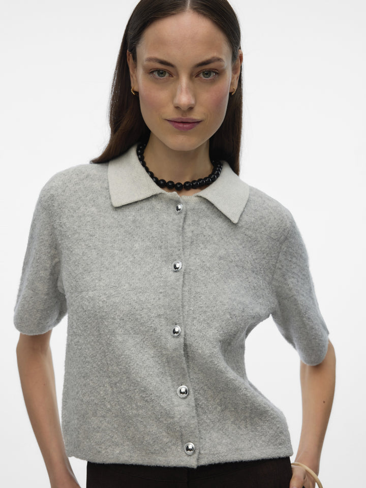 VMDIANA 2/4 POLONECK CARDIGAN, Light Grey Melange 178994 Bild 3