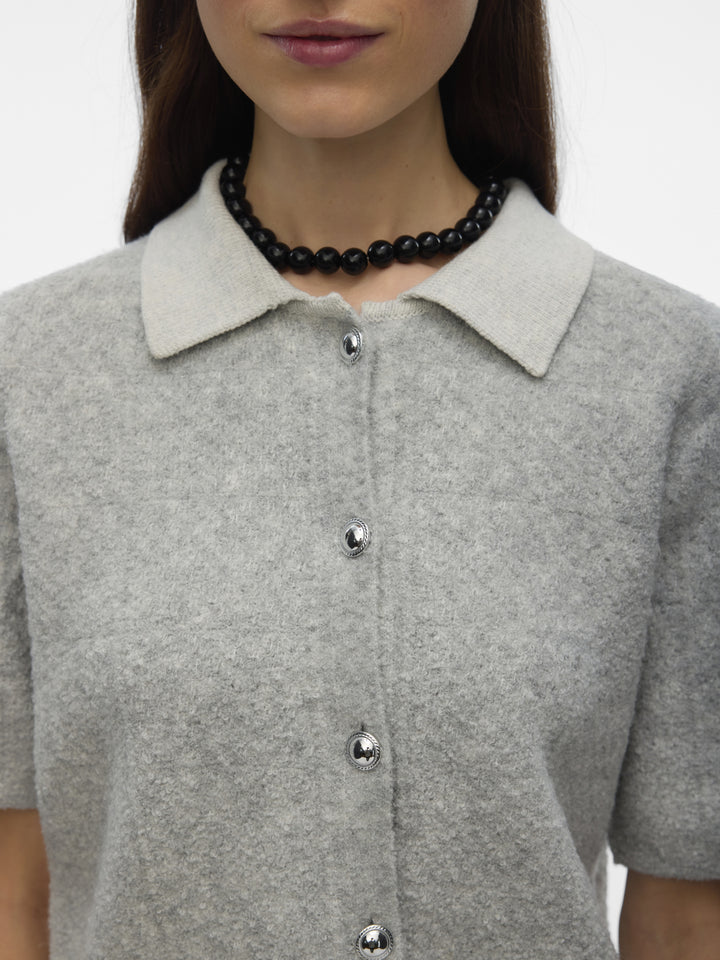 VMDIANA 2/4 POLONECK CARDIGAN, Light Grey Melange 178994 Bild 5