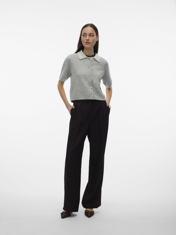 VMDIANA 2/4 POLONECK CARDIGAN, Light Grey Melange 178994 Bild 6
