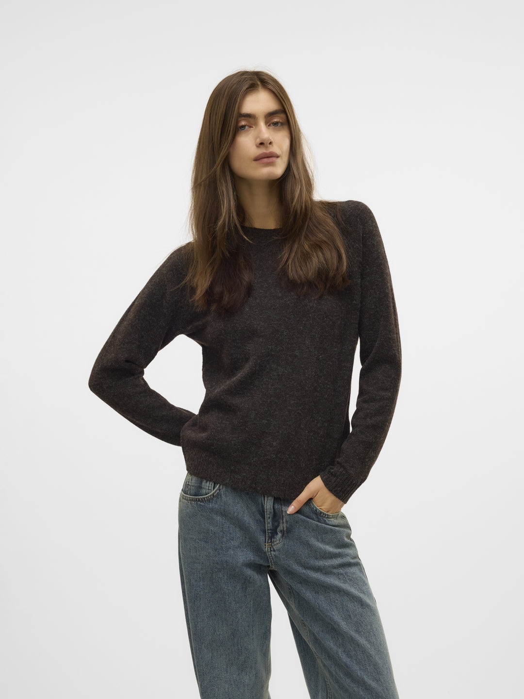 VMDOFFY LS O-NECK BLOUSE GA NOOS, Chocolate Torte/W. BLACK MELANGE 297957003 Bild 1
