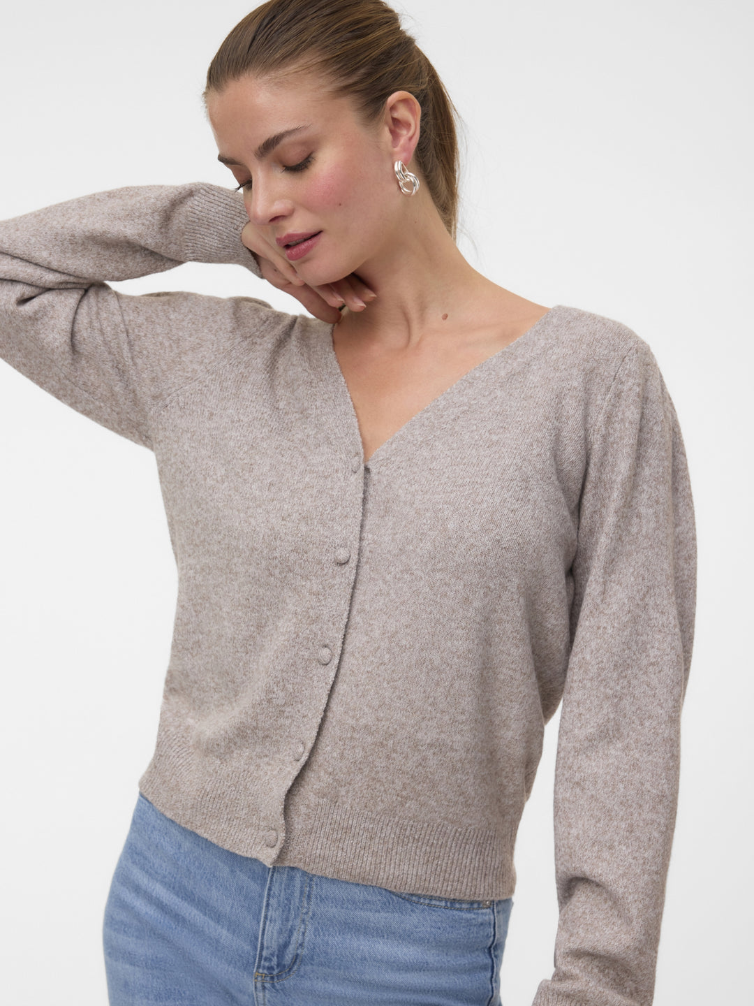 VMDOFFY LS V-NECK CARDIGAN NOOS, Moon Rock/MELANGE 175680001 Bild 4