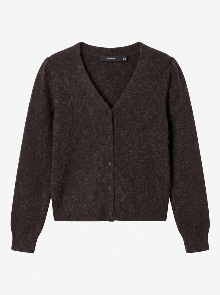 VMDOFFY LS V-NECK CARDIGAN NOOS, Chocolate Torte/BLACK MELANGE 297957002 Bild 1