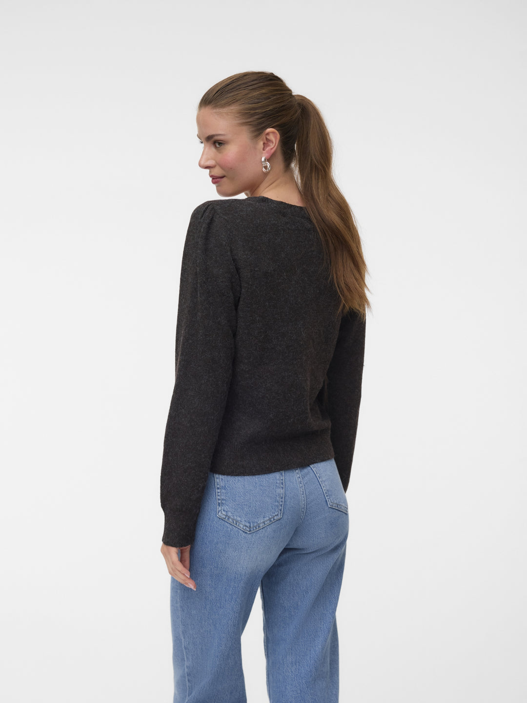 VMDOFFY LS V-NECK CARDIGAN NOOS, Chocolate Torte/BLACK MELANGE 297957002 Bild 3
