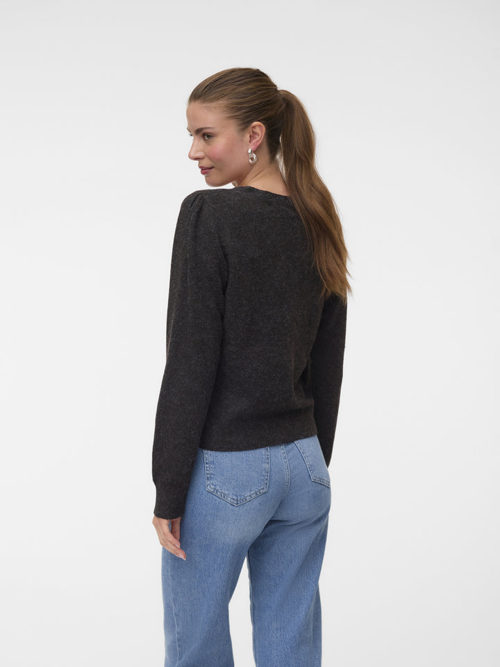 VMDOFFY LS V-NECK CARDIGAN NOOS, Chocolate Torte/BLACK MELANGE 297957002 Bild 3