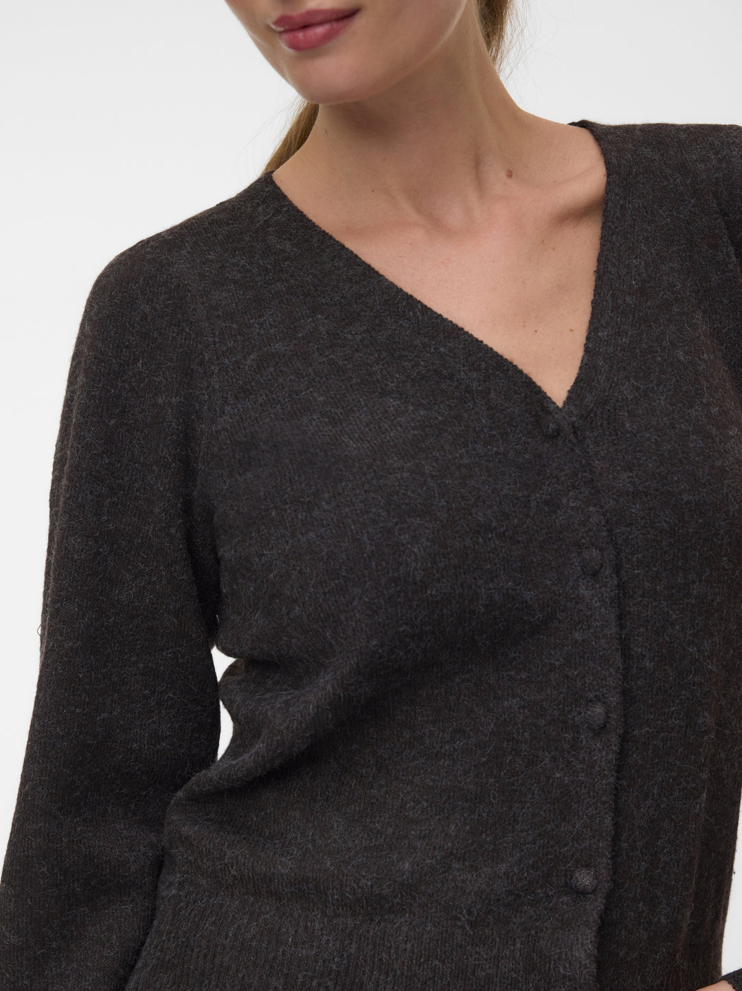 VMDOFFY LS V-NECK CARDIGAN NOOS, Chocolate Torte/BLACK MELANGE 297957002 Bild 5