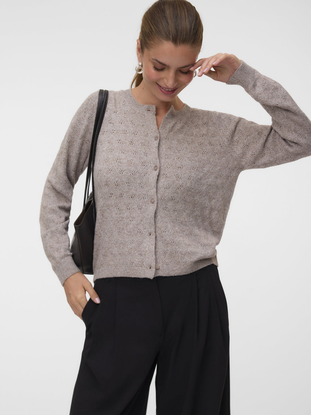 VMDOFFY STITCH LS O-NECK CARDIGAN N, Moon Rock/MELANGE 175680001 Bild 4