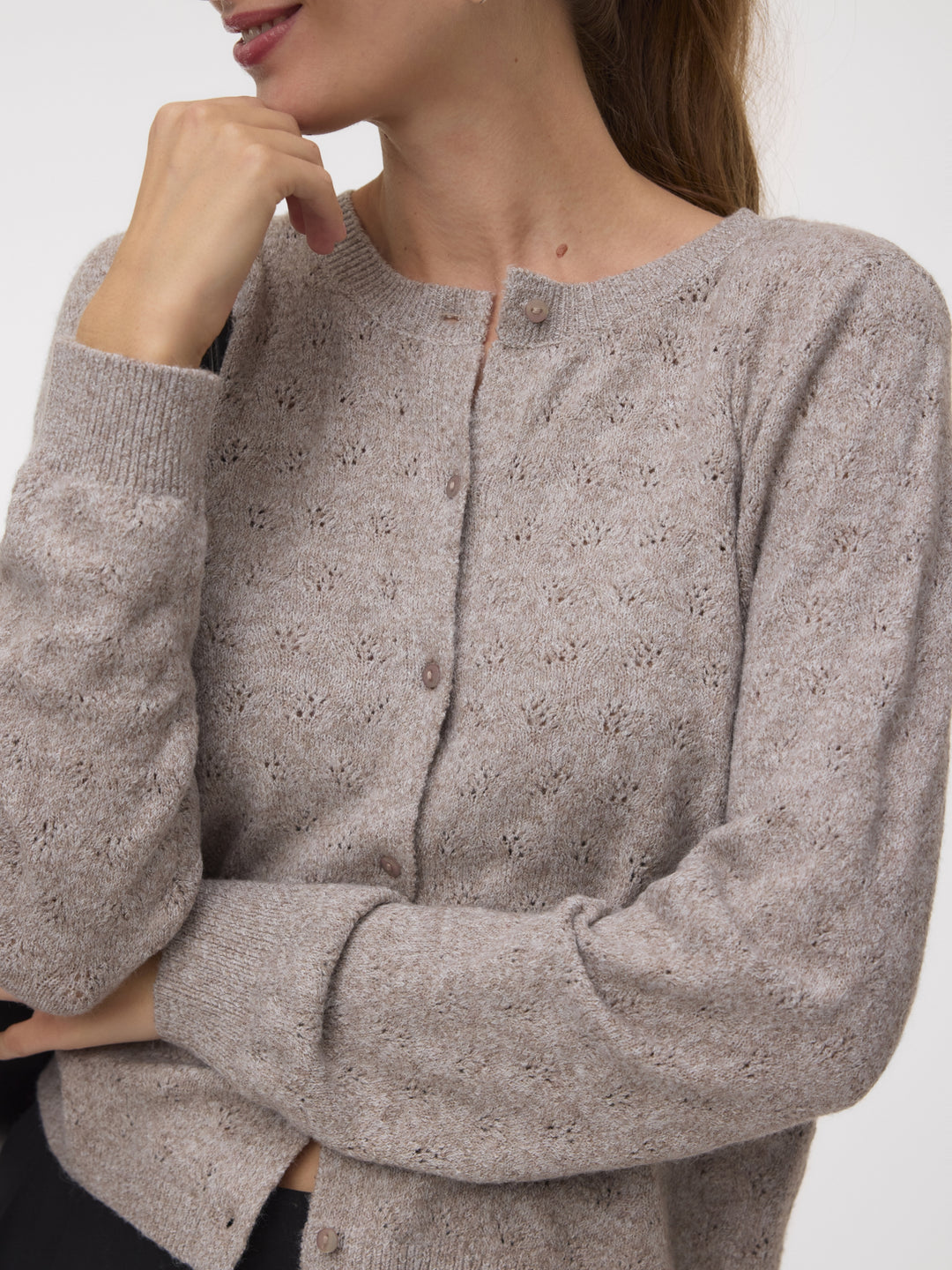VMDOFFY STITCH LS O-NECK CARDIGAN N, Moon Rock/MELANGE 175680001 Bild 5