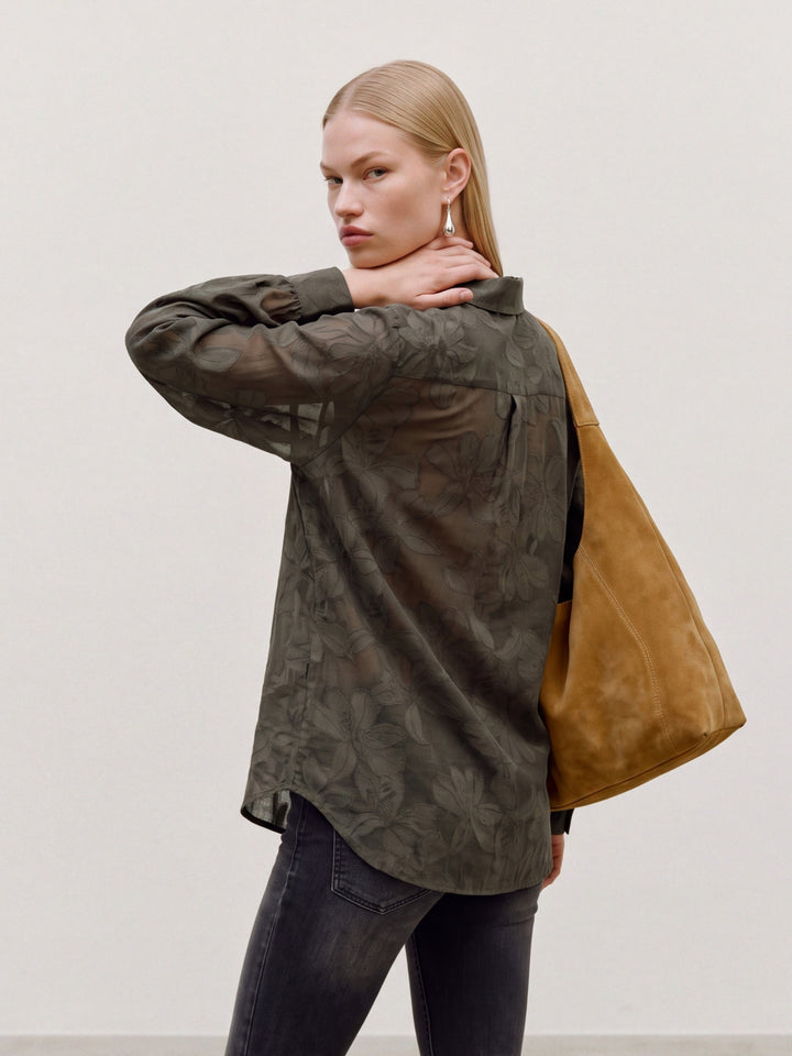 VMEMBLA JACQUARD LS SHIRT WVN, Forest Night/Jacquard 186323002 Bild 4