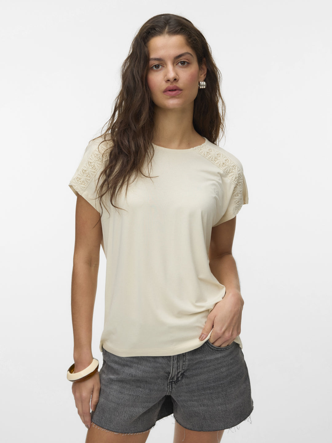 VMGINA SS O-NECK TOP JRS GA, Birch 222913 Bild 4