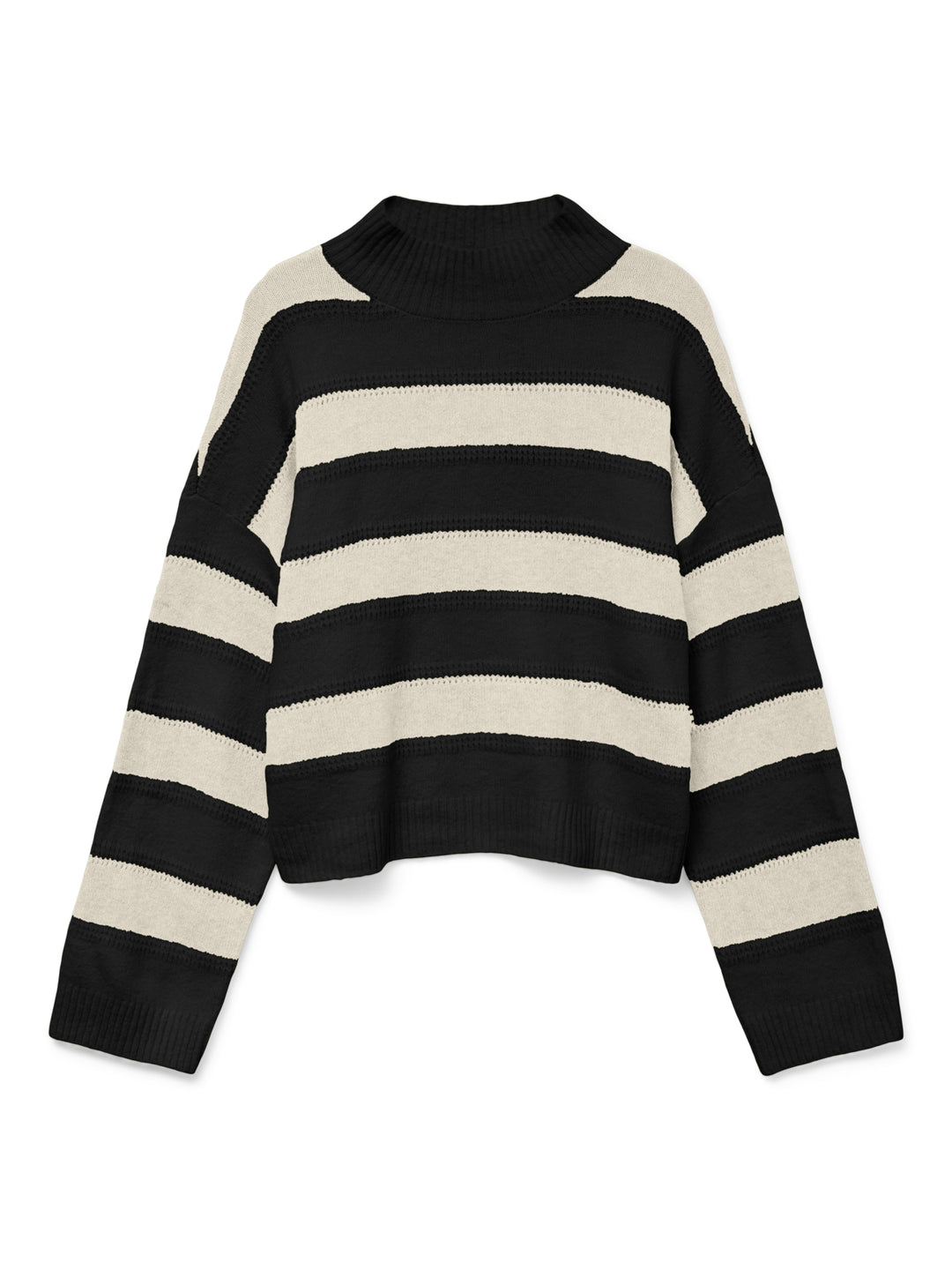 VMINEZ LS HIGHNECK SHORT PULLOVER B, Black/W. BIRCH 177868001 Bild 1