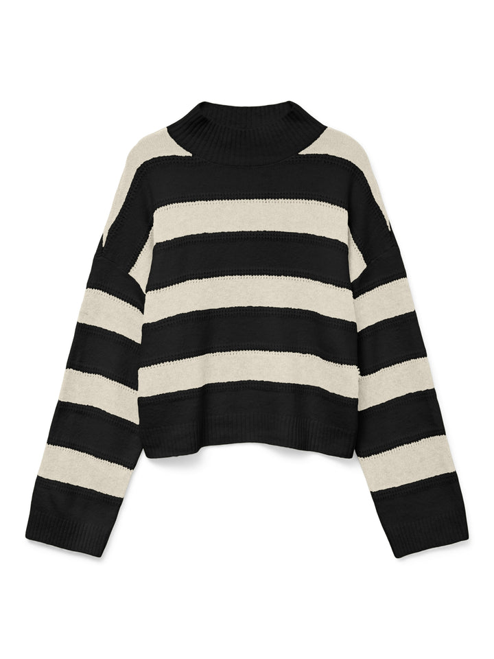 VMINEZ LS HIGHNECK SHORT PULLOVER B, Black/W. BIRCH 177868001 Bild 1