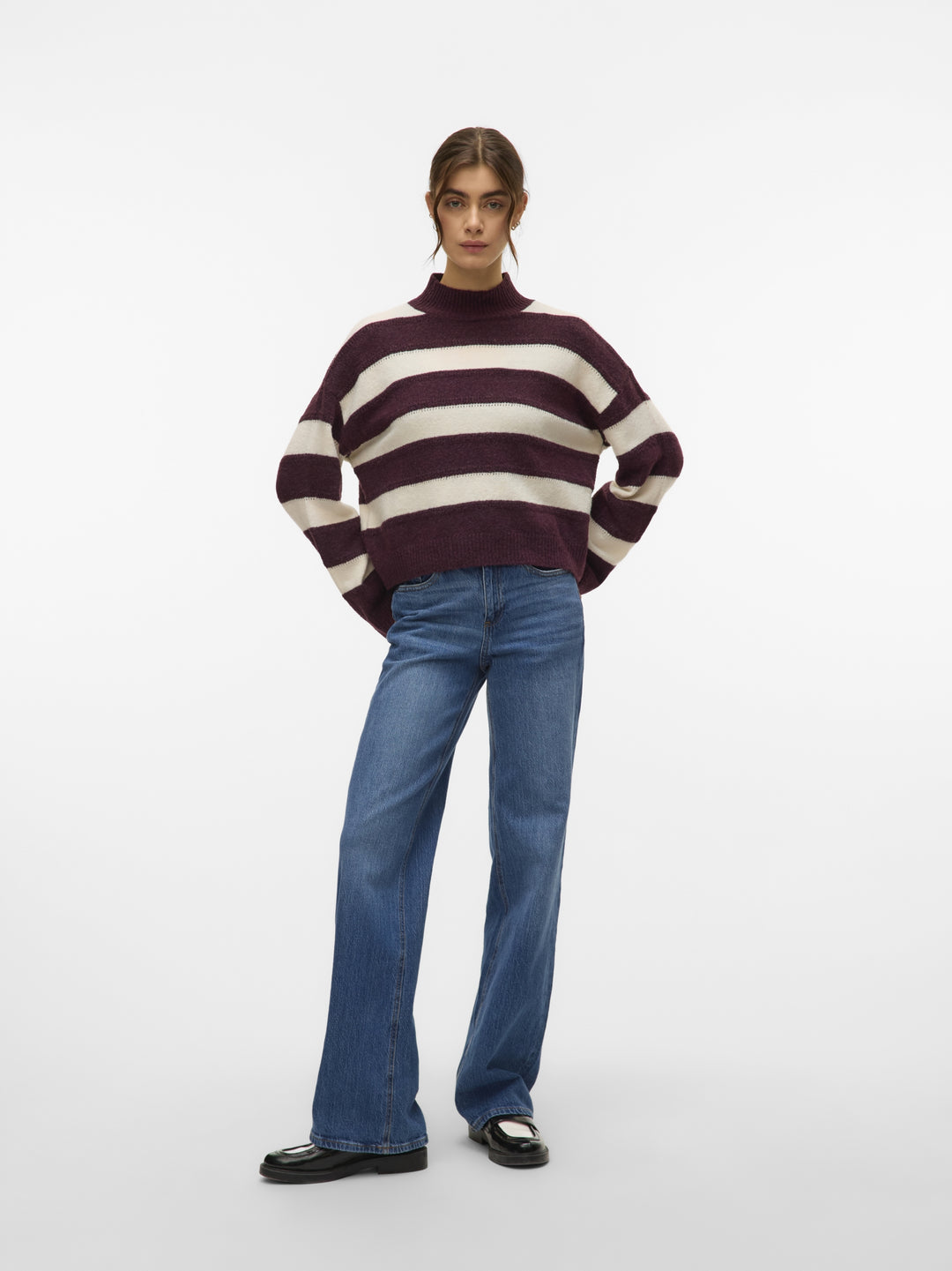 VMINEZ LS HIGHNECK SHORT PULLOVER B, Winetasting/W. BIRCH 186320001 Bild 4