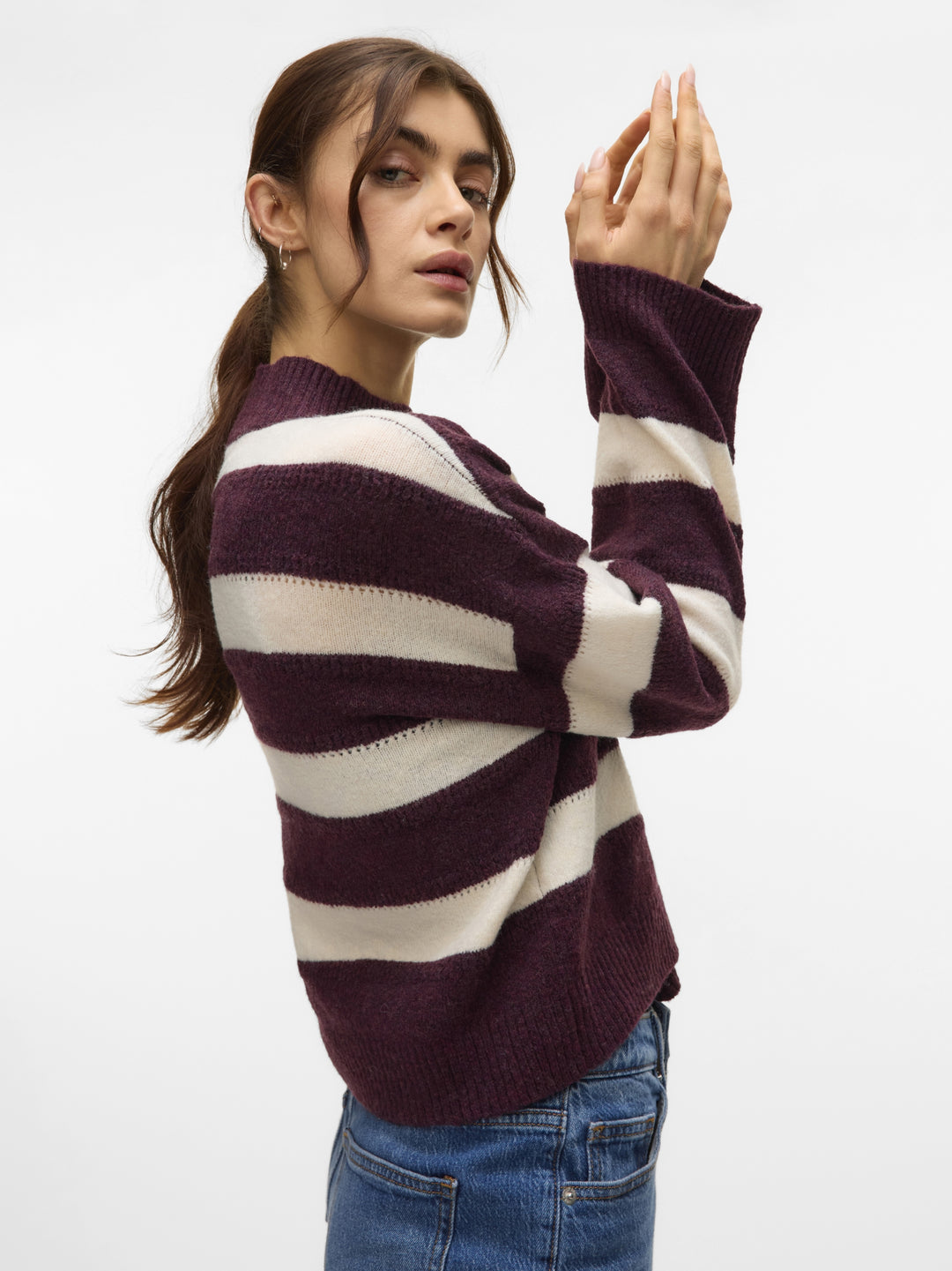 VMINEZ LS HIGHNECK SHORT PULLOVER B, Winetasting/W. BIRCH 186320001 Bild 5