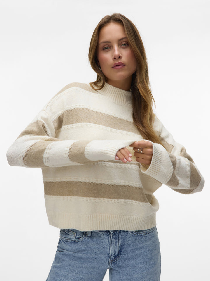 VMINEZ LS HIGHNECK SHORT PULLOVER B, Birch/W. SILVER MINK 222913002 Bild 5