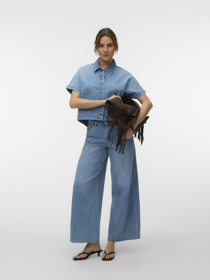 VMINGEBORG SS DENIM SHIRT MIX, Light Blue Denim 178000 Bild 3