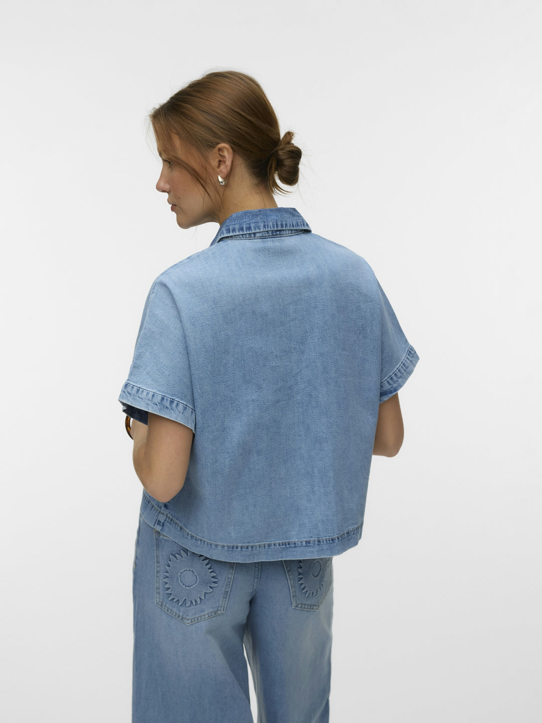 VMINGEBORG SS DENIM SHIRT MIX, Light Blue Denim 178000 Bild 6