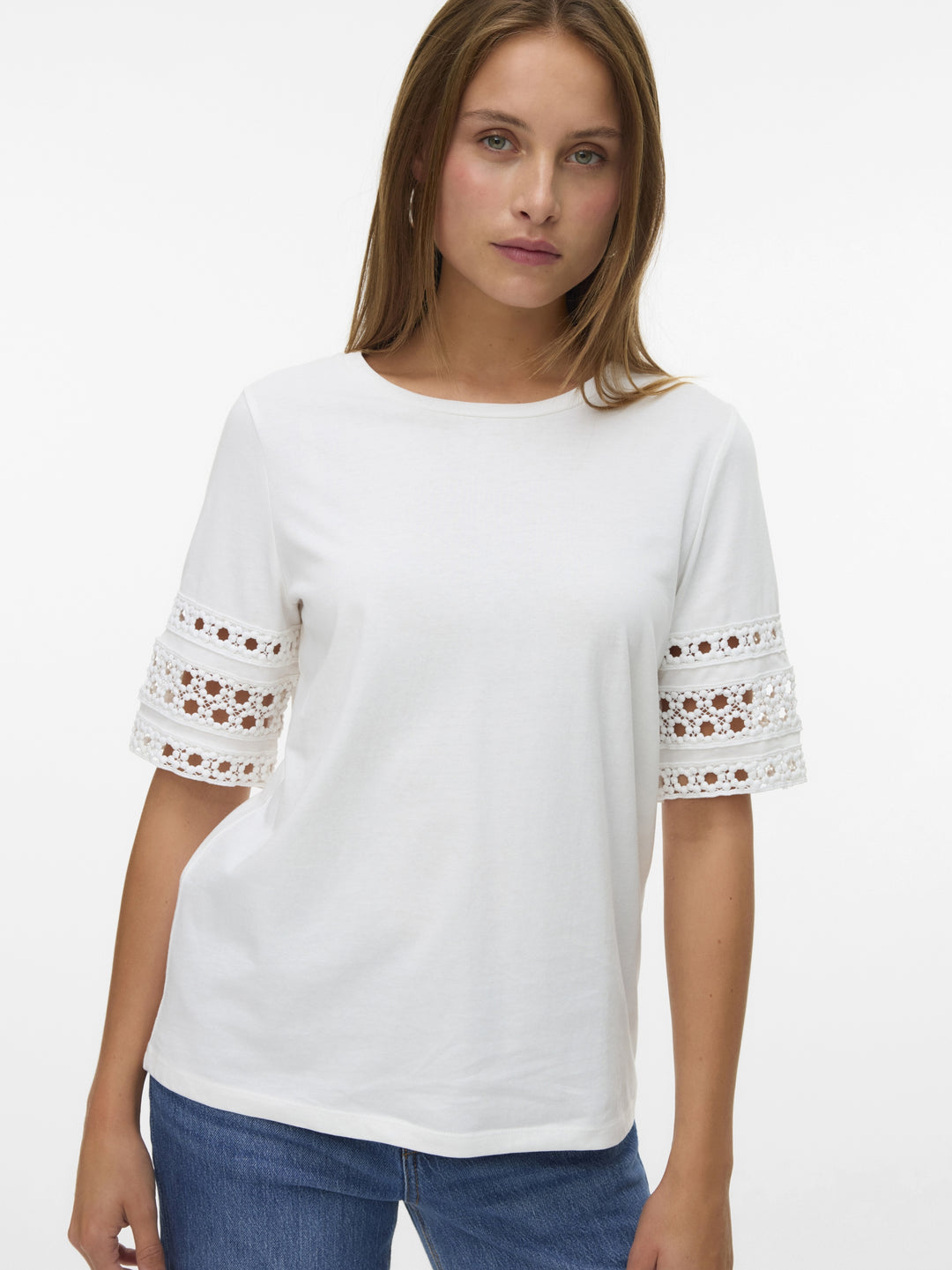 VMIVACY 2/4 O-NECK TOP JRS BTQ, Snow White/SNOW WHITE LACE 175598001 Bild 5