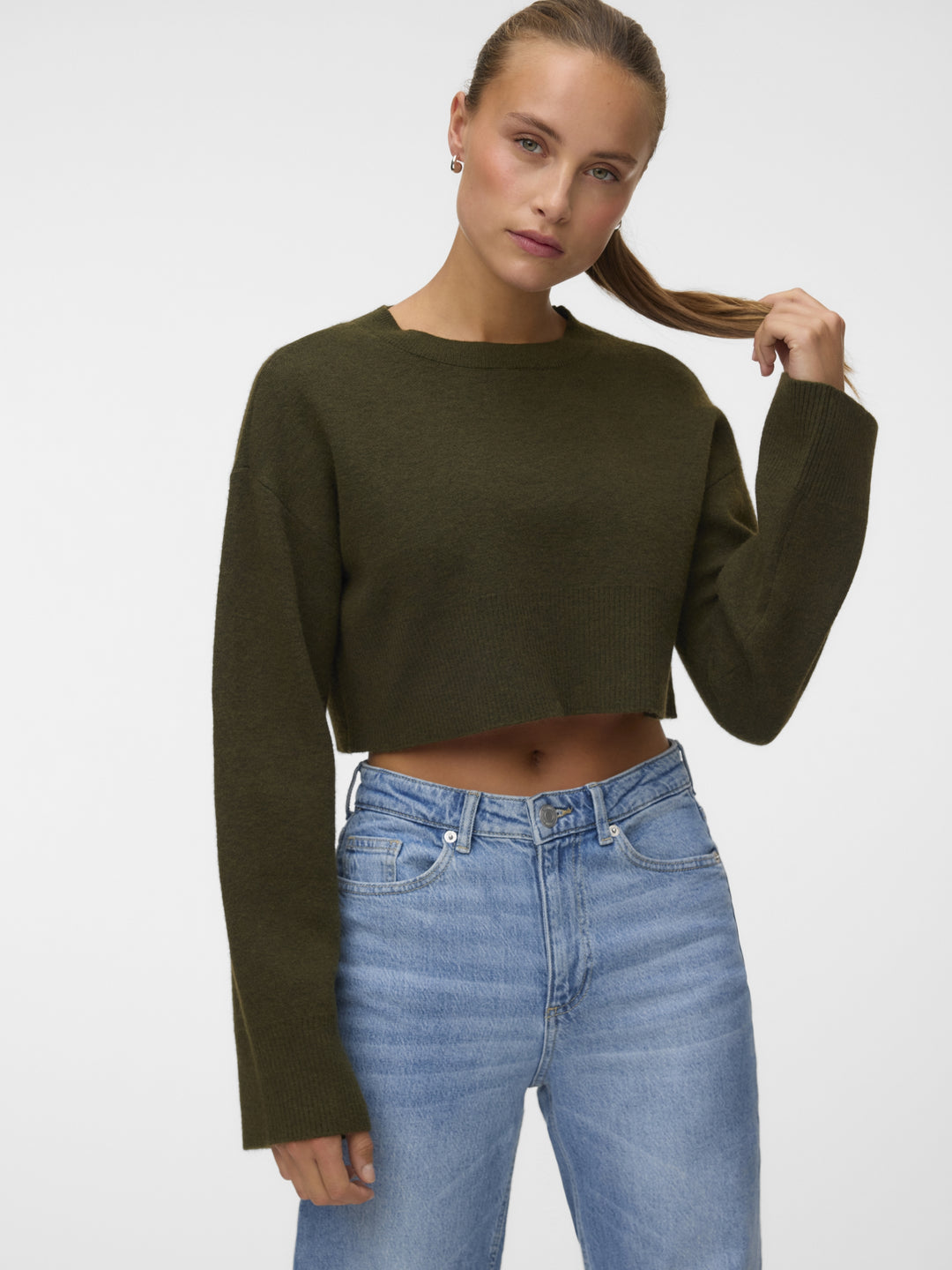 VMJACE LS O-NECK CROP PULLOVER, Forest Night 186323 Bild 4