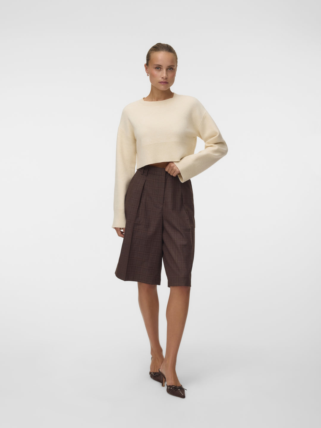 VMJACE LS O-NECK CROP PULLOVER, Birch 222913 Bild 2