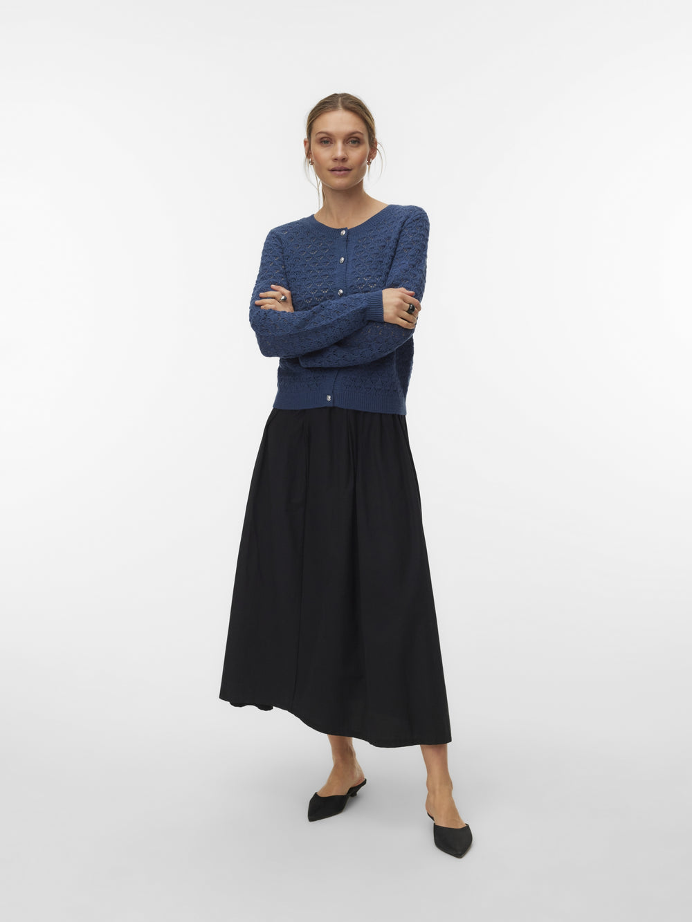 VMJAQUELINE LS O-NECK CARDIGAN BOO, Dark Denim 229916 Bild 2