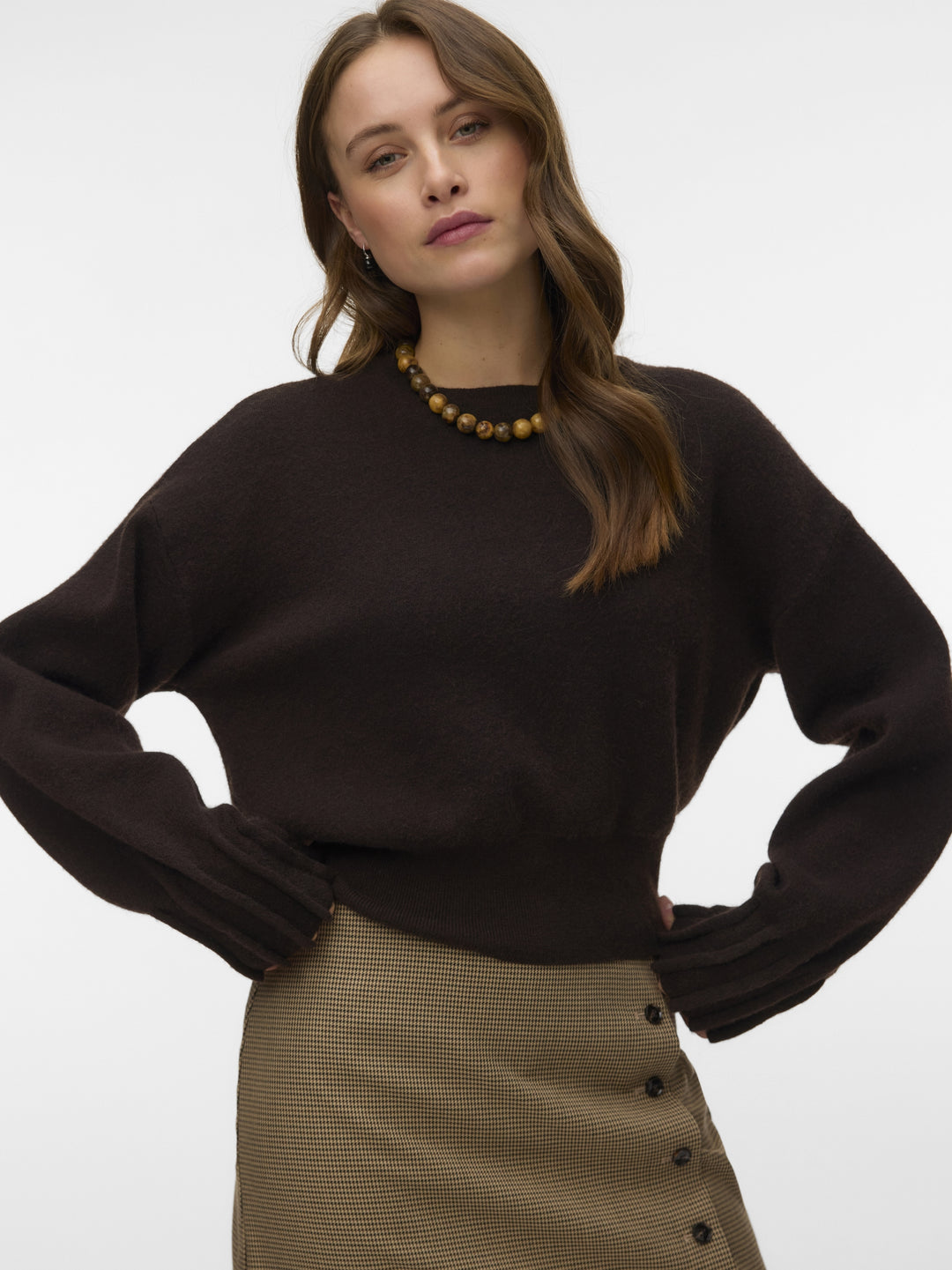 VMKACY LS O-NECK PULLOVER, Chocolate Torte/MELANGE 297957001 Bild 4