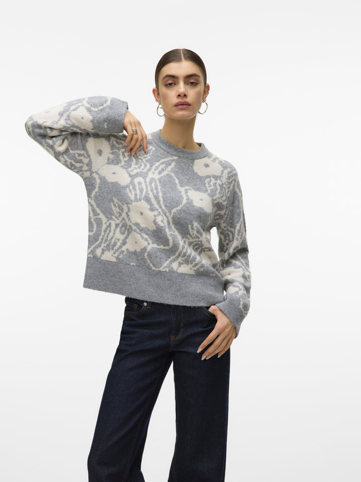 VMKAILA LS O-NECK PULLOVER BOO, Medium Grey Melange/W. BIRCH 178995001 Bild 2