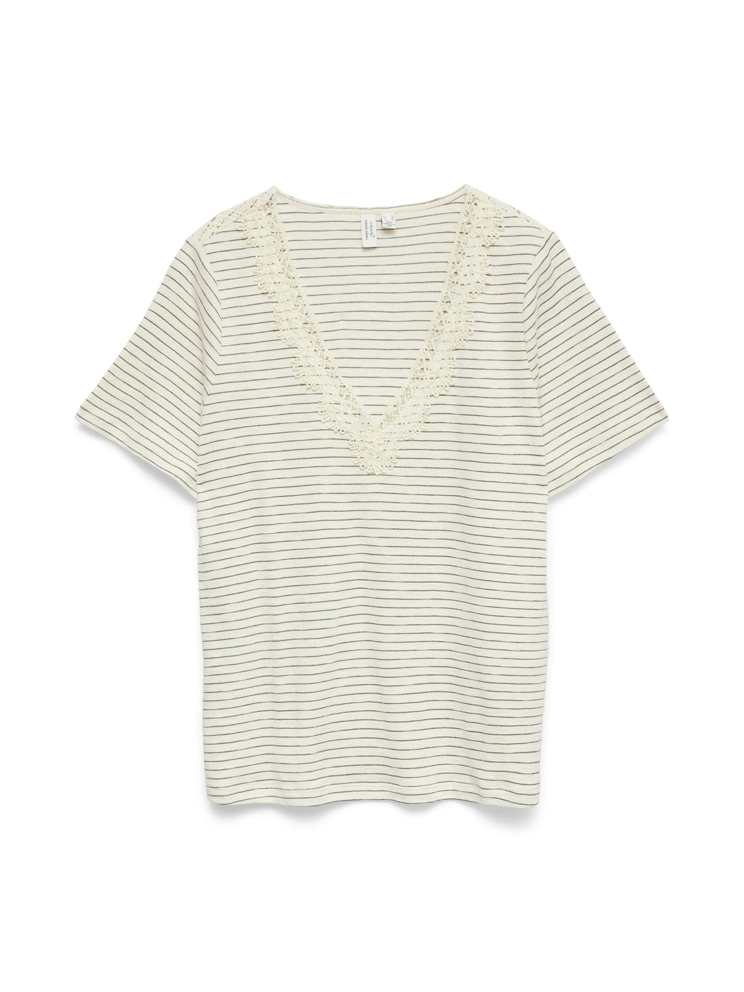VMKAROLINE S/S LX V-NECK TOP JRS BT, Snow White/BLACK + SILVER LUREX 175598001 Bild 1