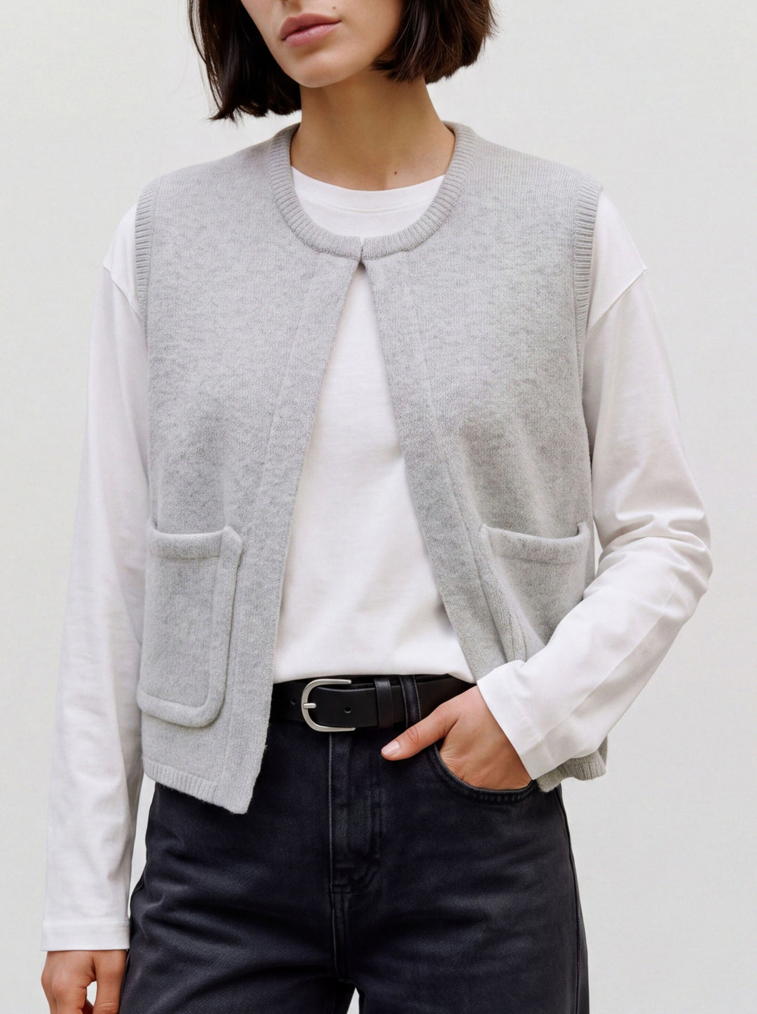 VMKRISTEN SL O-NECK VEST, Light Grey Melange/COLOR NO EXT9001 178994002 Bild 3