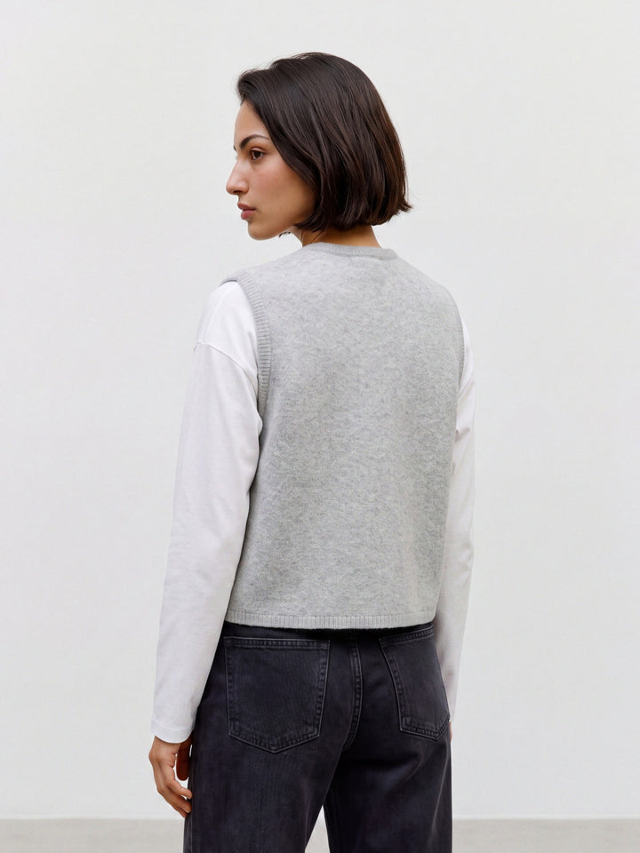 VMKRISTEN SL O-NECK VEST, Light Grey Melange/COLOR NO EXT9001 178994002 Bild 4