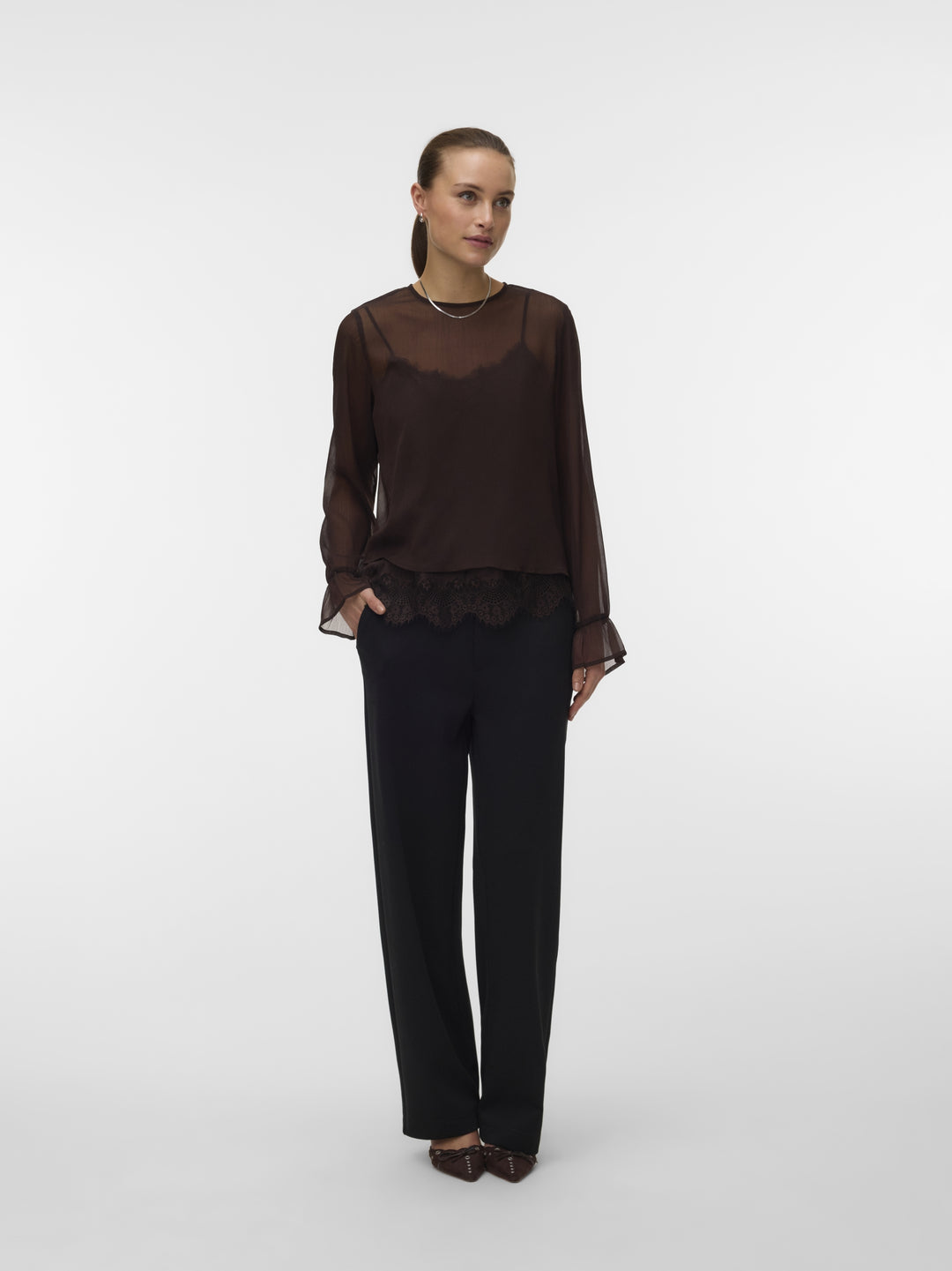 VMLALIE LS LACE TOP WVN, Chocolate Torte 297957 Bild 2