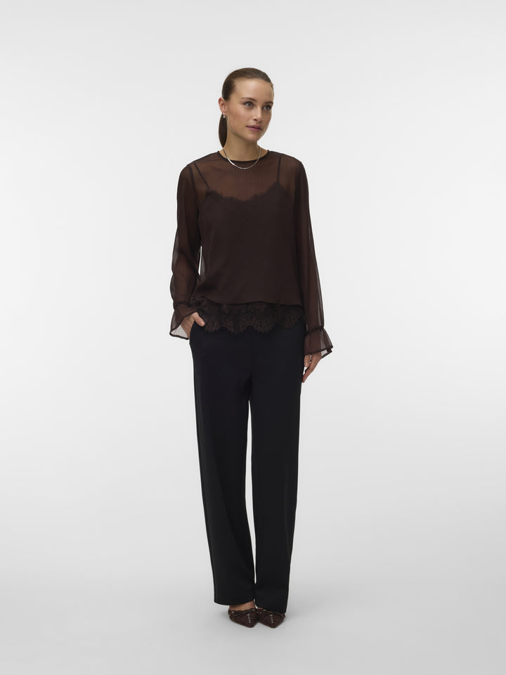 VMLALIE LS LACE TOP WVN, Chocolate Torte 297957 Bild 2