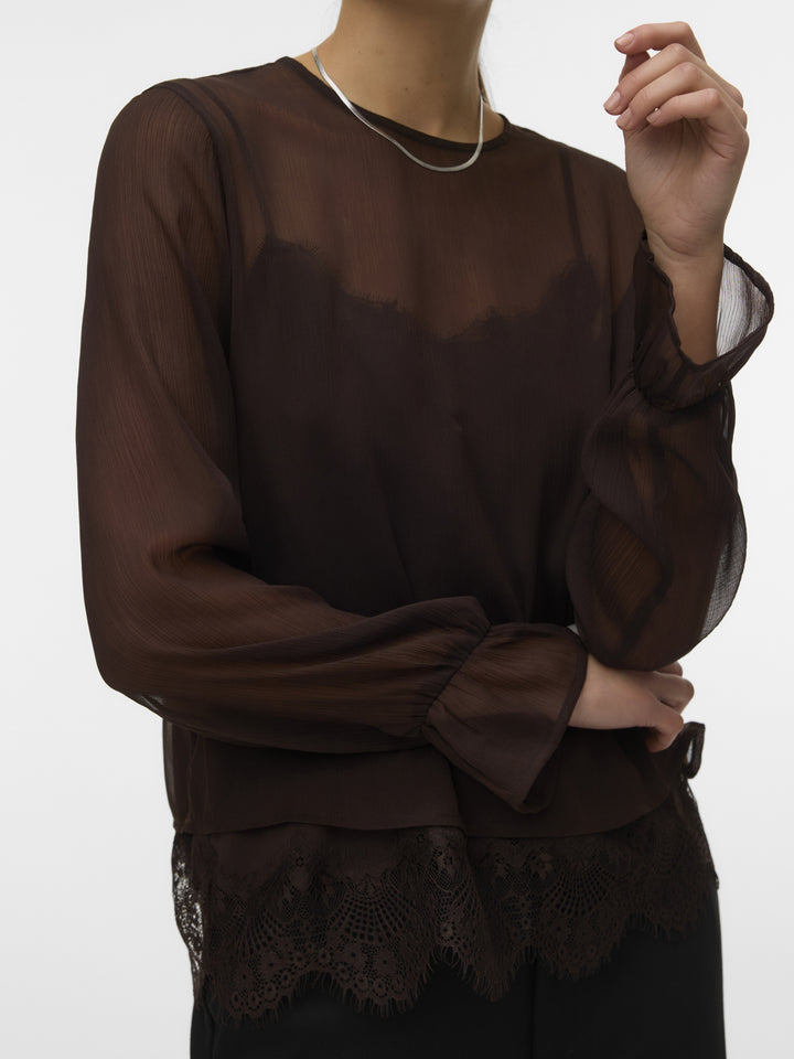 VMLALIE LS LACE TOP WVN, Chocolate Torte 297957 Bild 4