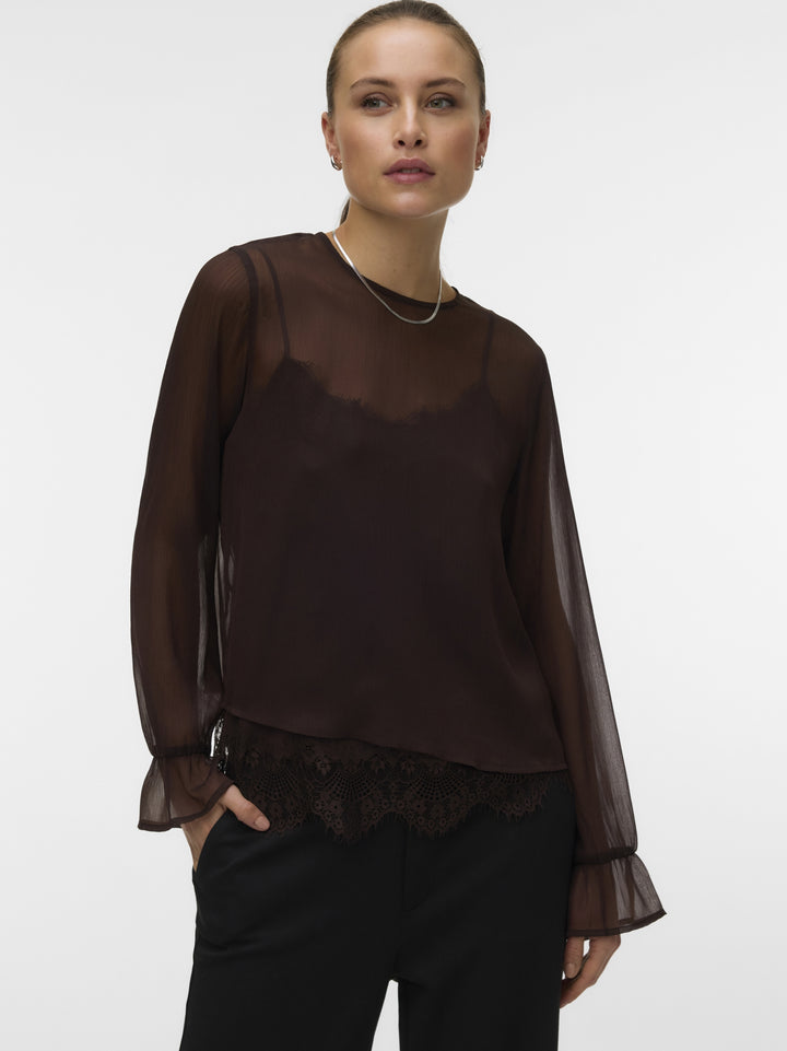 VMLALIE LS LACE TOP WVN, Chocolate Torte 297957 Bild 5