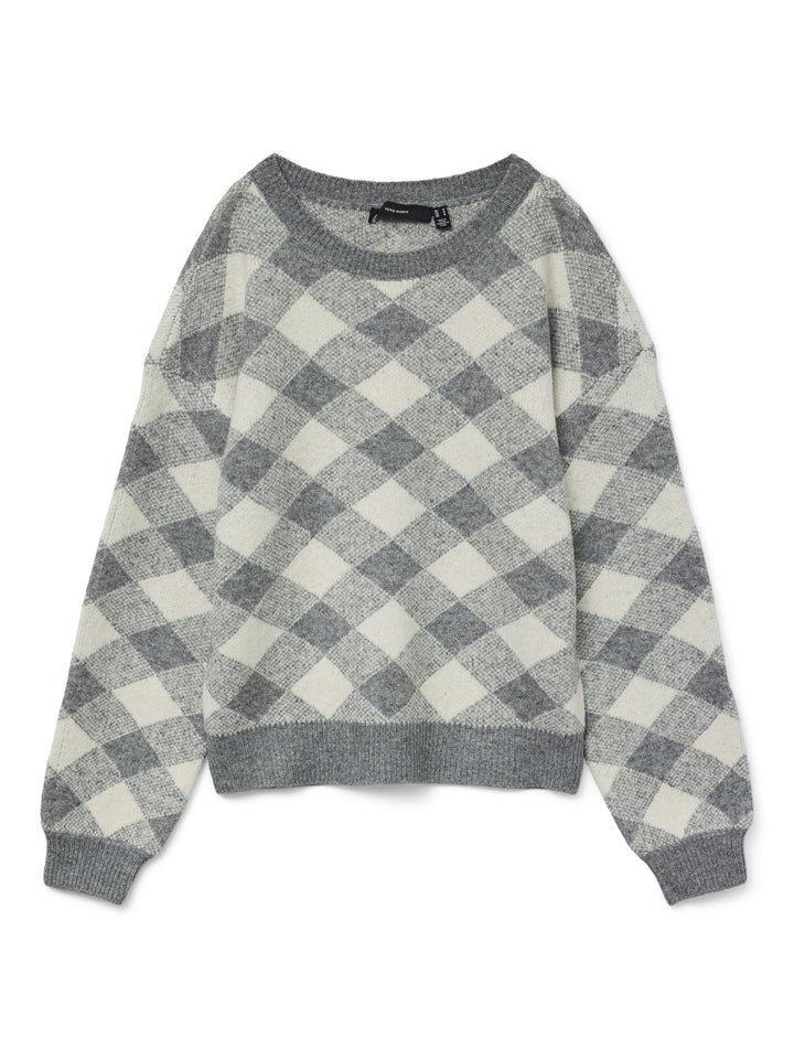 VMLARA LS O-NECK PULLOVER BOO REP, Medium Grey Melange/W. BIRCH 178995019 Bild 1