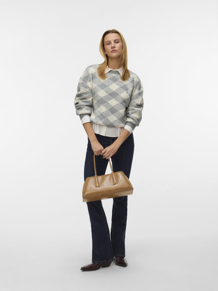 VMLARA LS O-NECK PULLOVER BOO REP, Medium Grey Melange/W. BIRCH 178995019 Bild 2