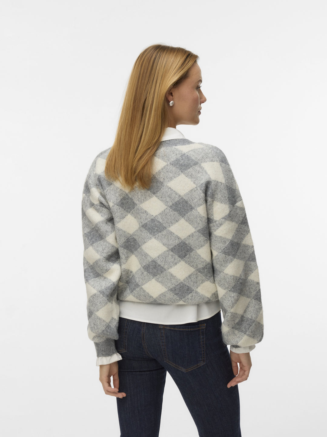 VMLARA LS O-NECK PULLOVER BOO REP, Medium Grey Melange/W. BIRCH 178995019 Bild 3