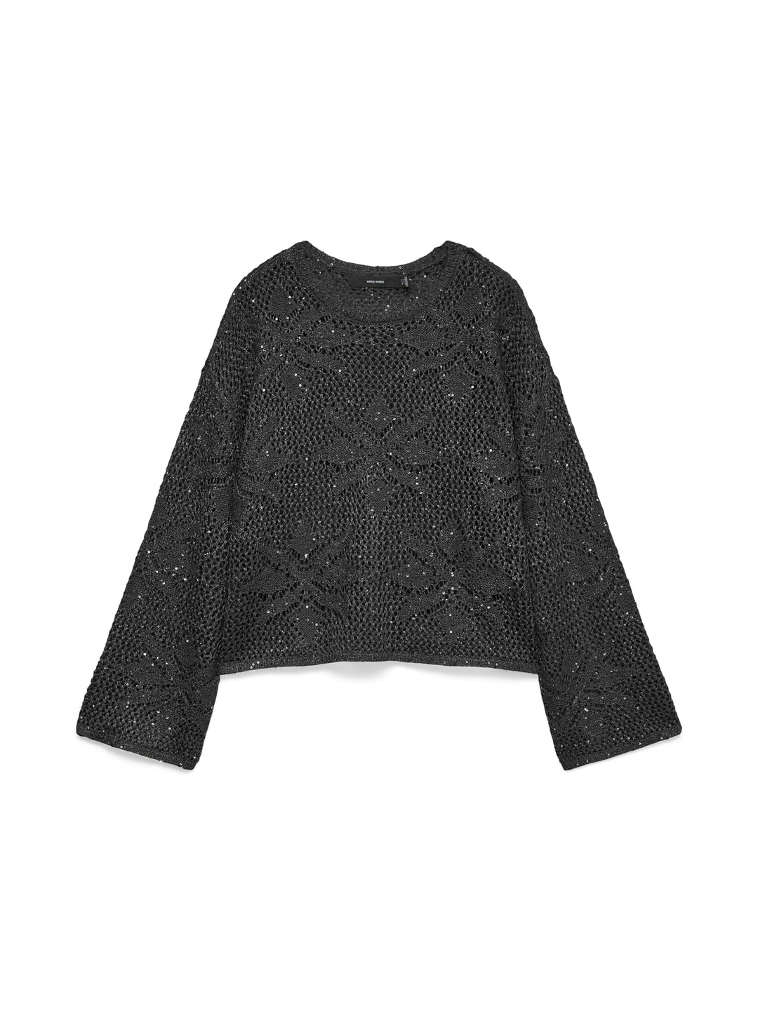 VMLEILANI FLOWER LS O-NECK PULLOVER, Black/W. SILVER SEQUINS 177868001 Bild 1