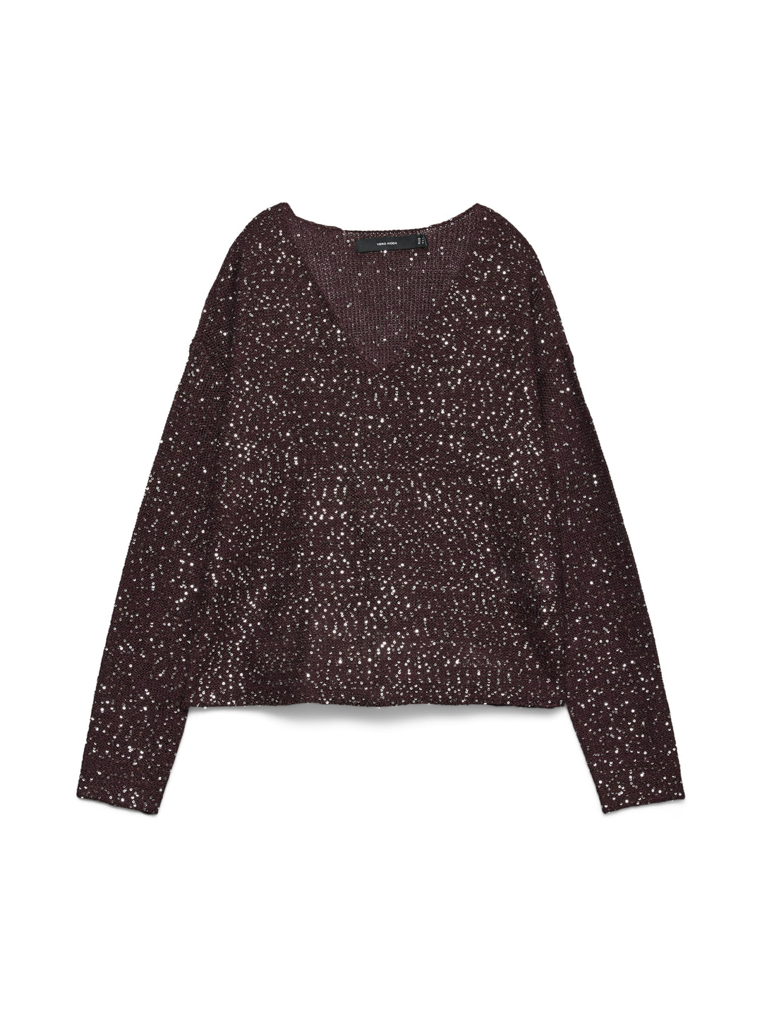 VMLEILANI NEW LS V-NECK PULLOVER RE, Winetasting/W. SILVER SEQUINS 186320001 Bild 1