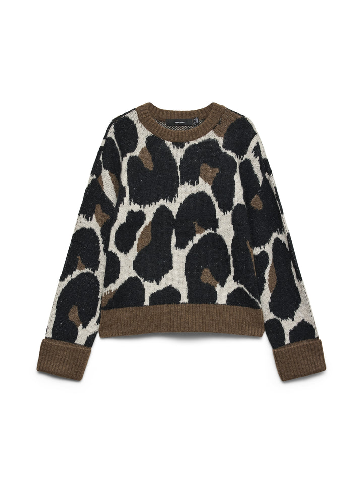 VMLEONIE LS O-NECK PULLOVER BOO, Cocoa Brown/BLACK/BIRCH/LEO 288475001 Bild 1