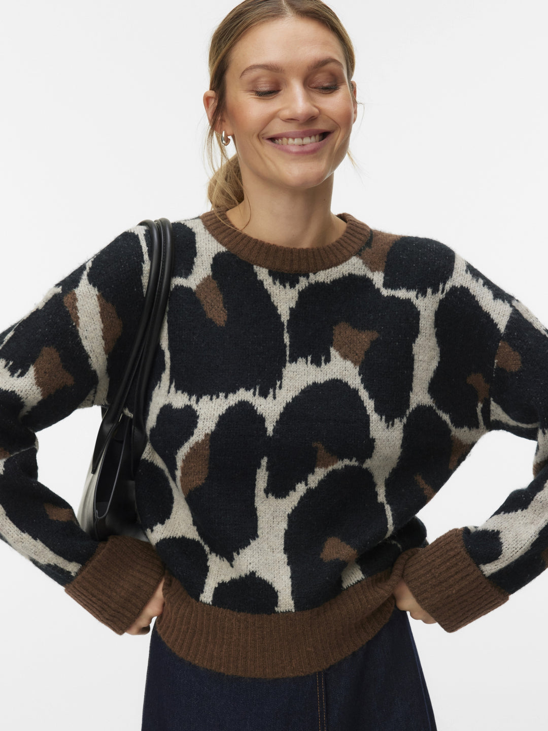 VMLEONIE LS O-NECK PULLOVER BOO, Cocoa Brown/BLACK/BIRCH/LEO 288475001 Bild 3