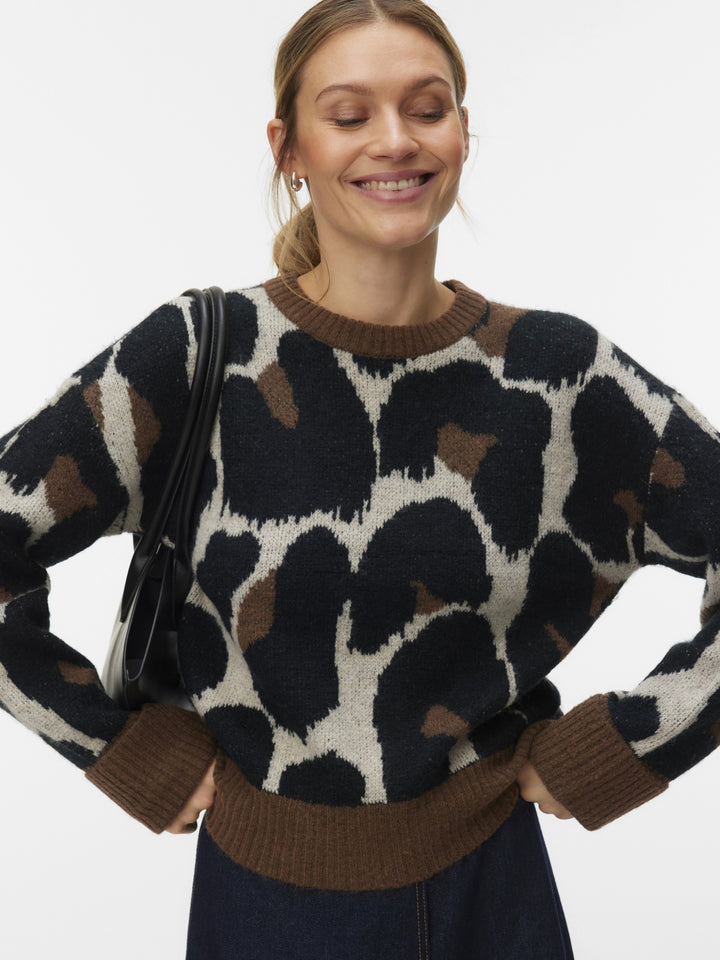 VMLEONIE LS O-NECK PULLOVER BOO, Cocoa Brown/BLACK/BIRCH/LEO 288475001 Bild 3