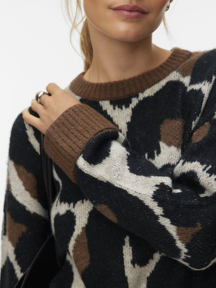 VMLEONIE LS O-NECK PULLOVER BOO, Cocoa Brown/BLACK/BIRCH/LEO 288475001 Bild 4
