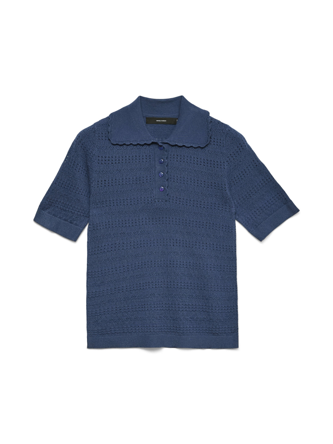 VMLIMONE SS SCALLOP POLONECK PULL B, Dark Denim 229916 Bild 1