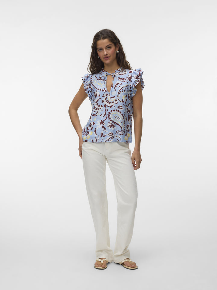VMNELLIE CARLA SL FRILL TOP WVN GA, Brunnera Blue/Carla 249737001 Bild 2